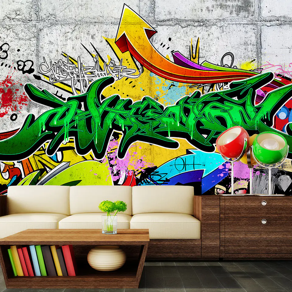 ⁨Fototapeta - Miejskie graffiti (rozmiar 147x105, wykończenie Samoprzylepna)⁩ w sklepie Wasserman.eu