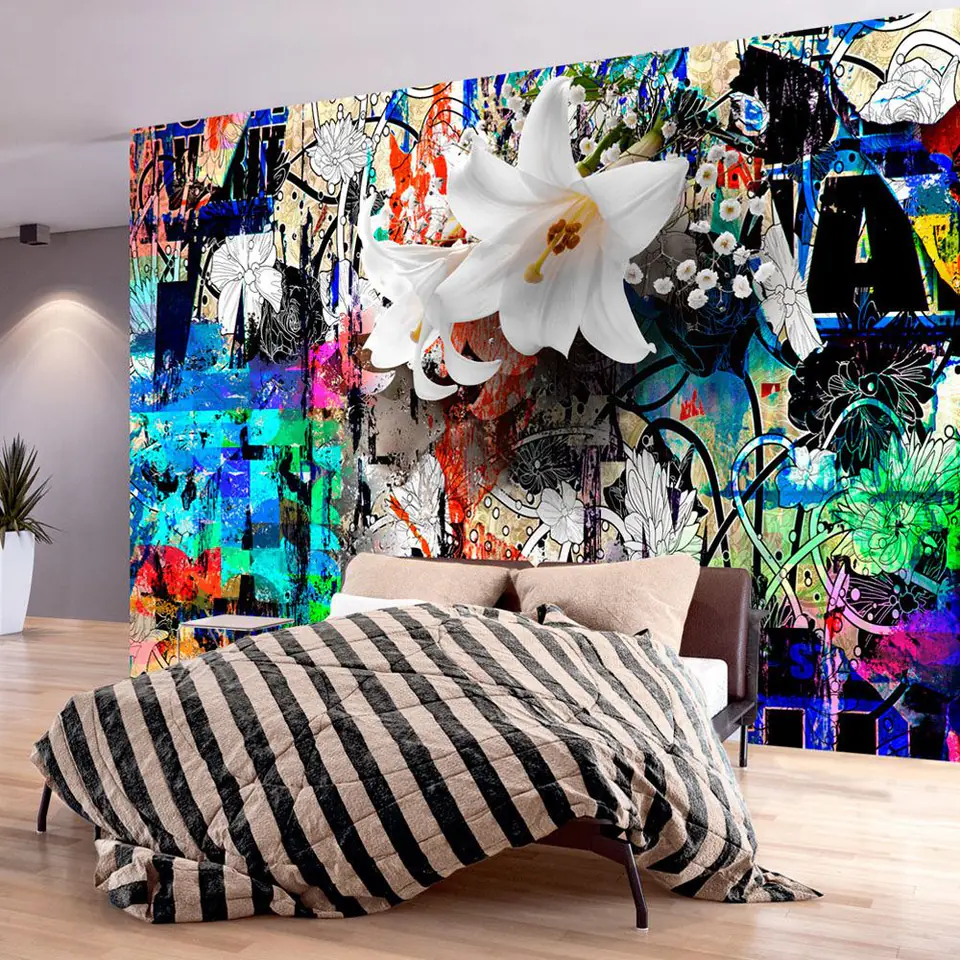 ⁨Self-adhesive mural - Urban lily (size 98x70)⁩ at Wasserman.eu