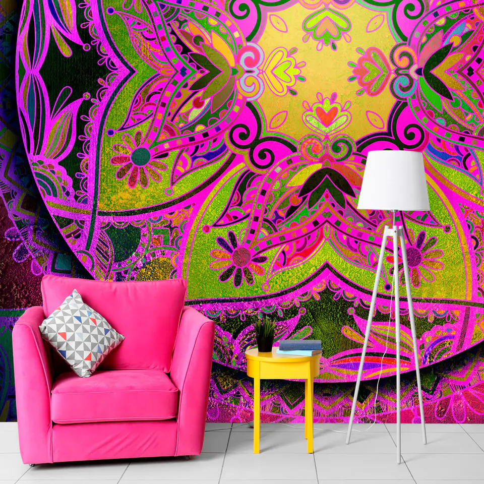 ⁨Self-adhesive mural - Mandala: Pink expression (size 98x70)⁩ at Wasserman.eu