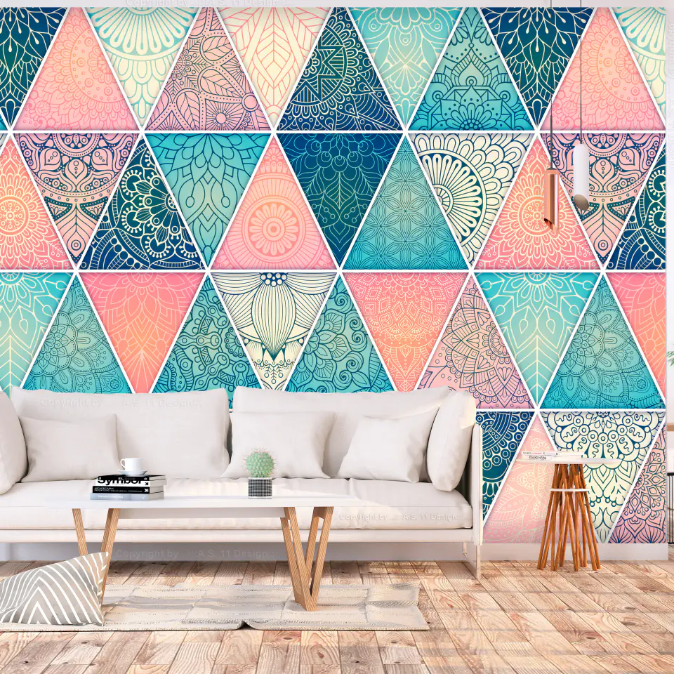 ⁨Self-adhesive mural - Oriental triangles (size 98x70)⁩ at Wasserman.eu