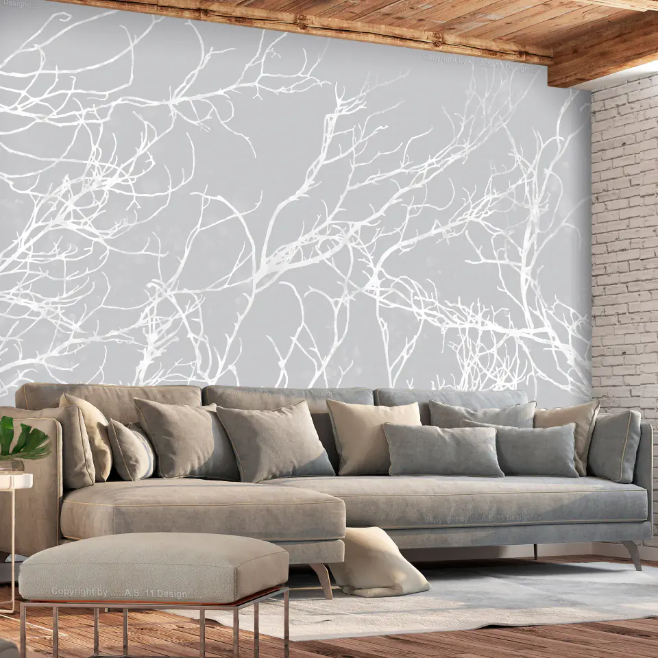 ⁨Wall mural - White trees (size 100x70)⁩ at Wasserman.eu