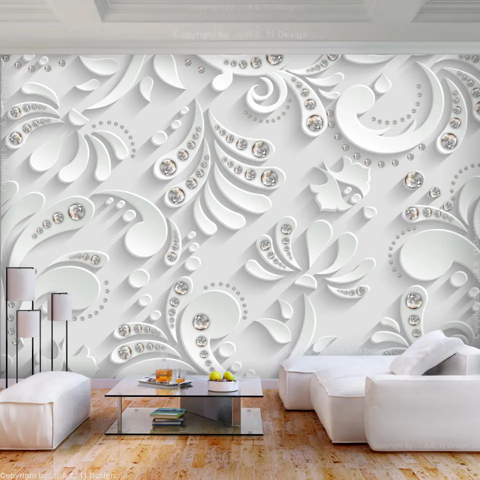 ⁨Self-adhesive mural - Flowers in crystals (size 98x70)⁩ at Wasserman.eu