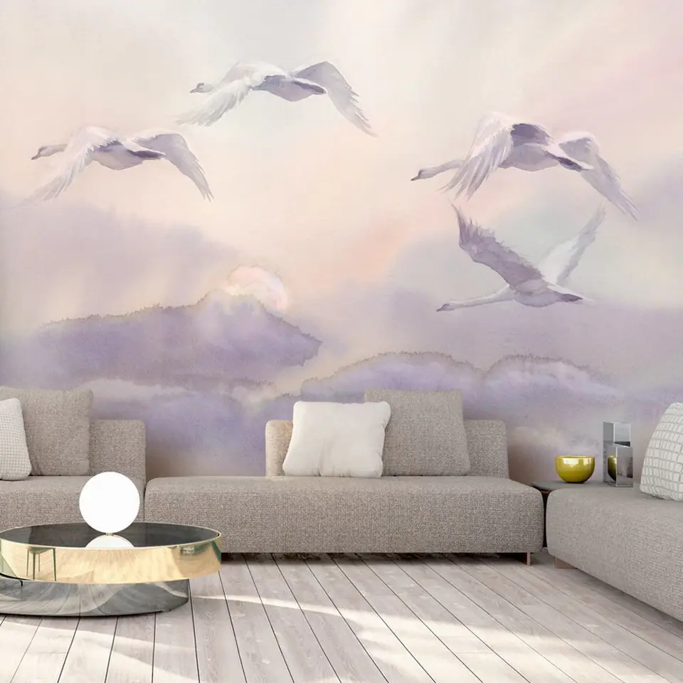 ⁨Self-adhesive mural - Flying swans (size 98x70)⁩ at Wasserman.eu