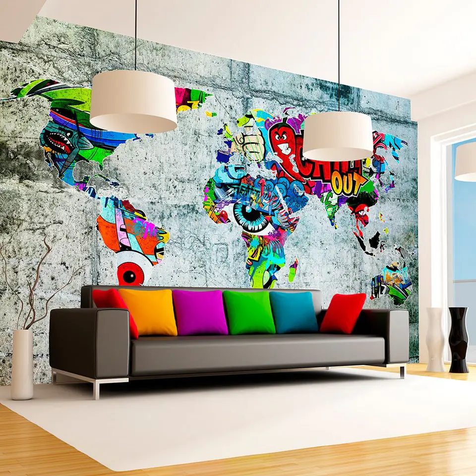 ⁨Fototapeta - Mapa - Graffiti (rozmiar 441x315, wykończenie Samoprzylepna)⁩ w sklepie Wasserman.eu