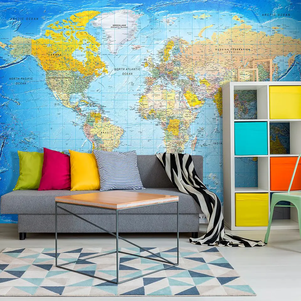 ⁨Self-adhesive wall mural - Classic world map (size 98x70)⁩ at Wasserman.eu