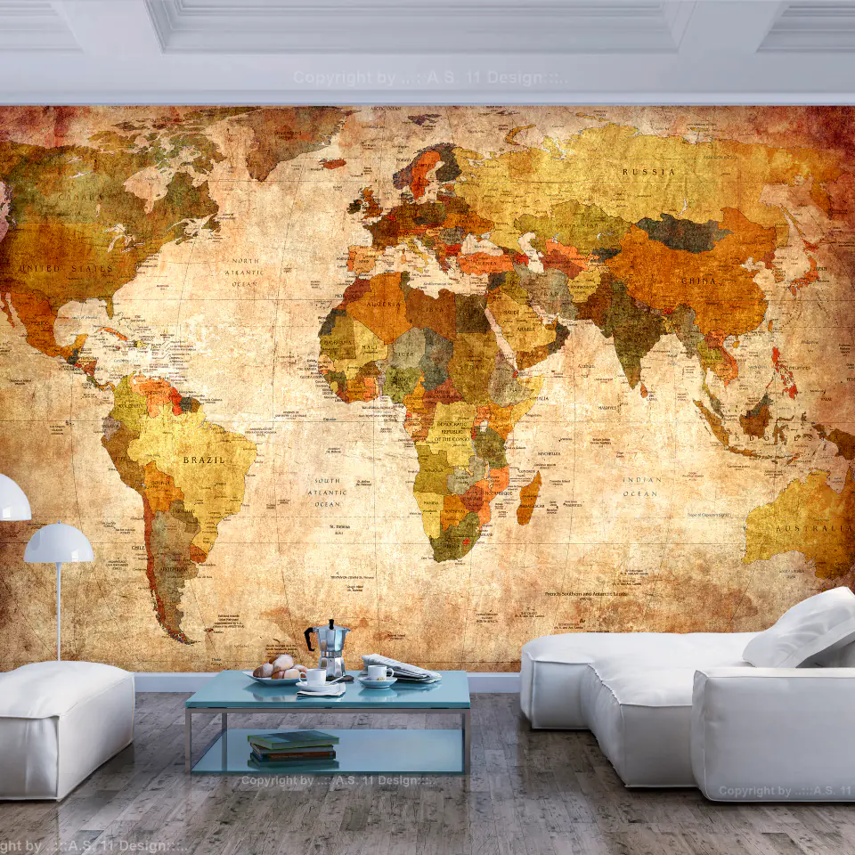 ⁨Fototapeta - Stara mapa świata (rozmiar 392x280, wykończenie Samoprzylepna)⁩ w sklepie Wasserman.eu