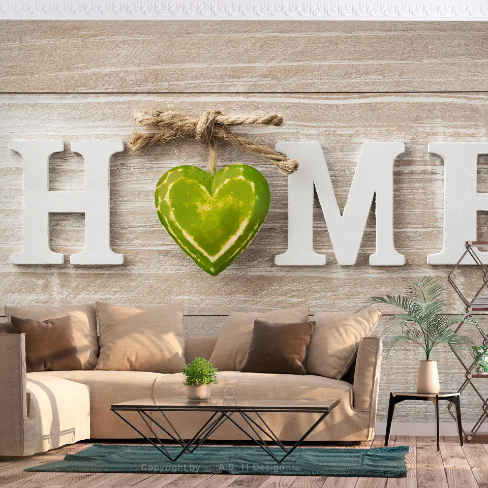 ⁨Self-adhesive wall mural - The heart of the house (green) (size 98x70)⁩ at Wasserman.eu