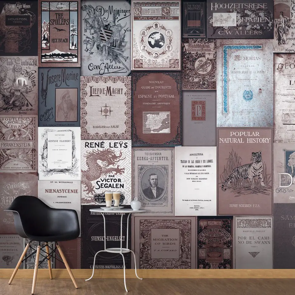 ⁨Fototapeta - Styl retro: Książki (rozmiar 200x140, wykończenie Standard)⁩ w sklepie Wasserman.eu