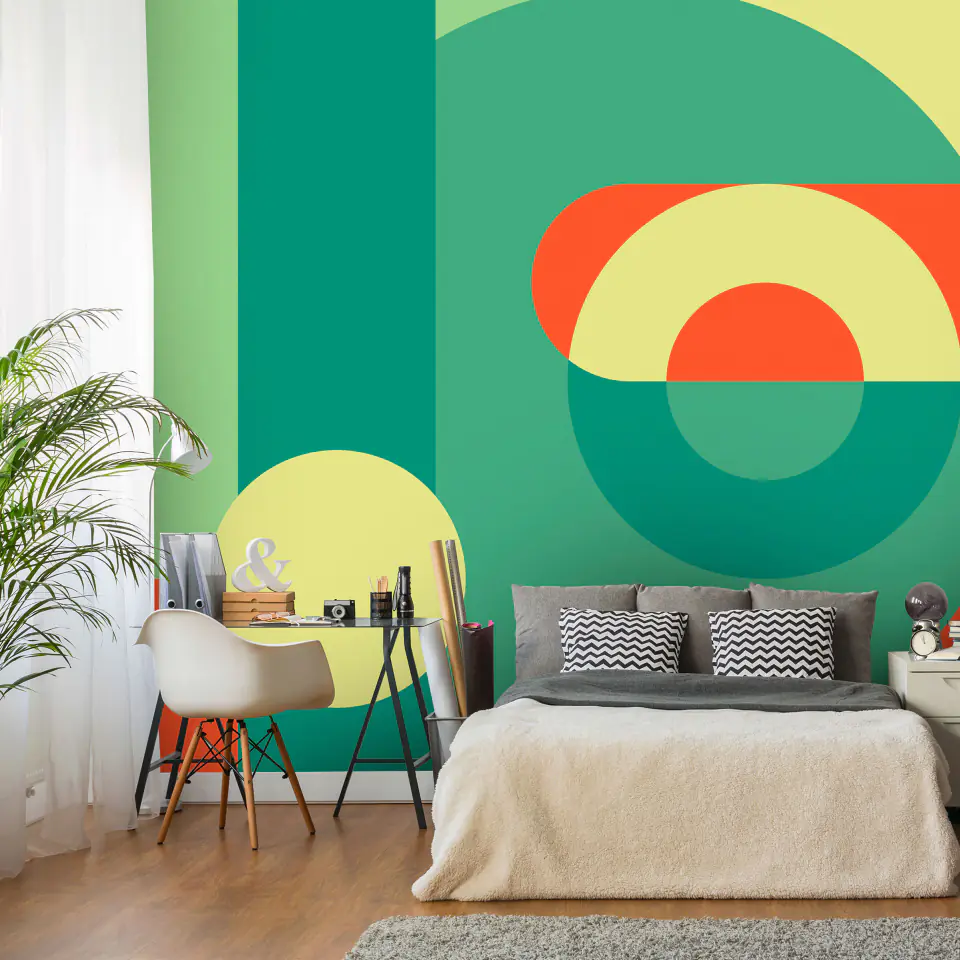 ⁨Self-adhesive mural - Geometric wreath (green) (size 98x70)⁩ at Wasserman.eu