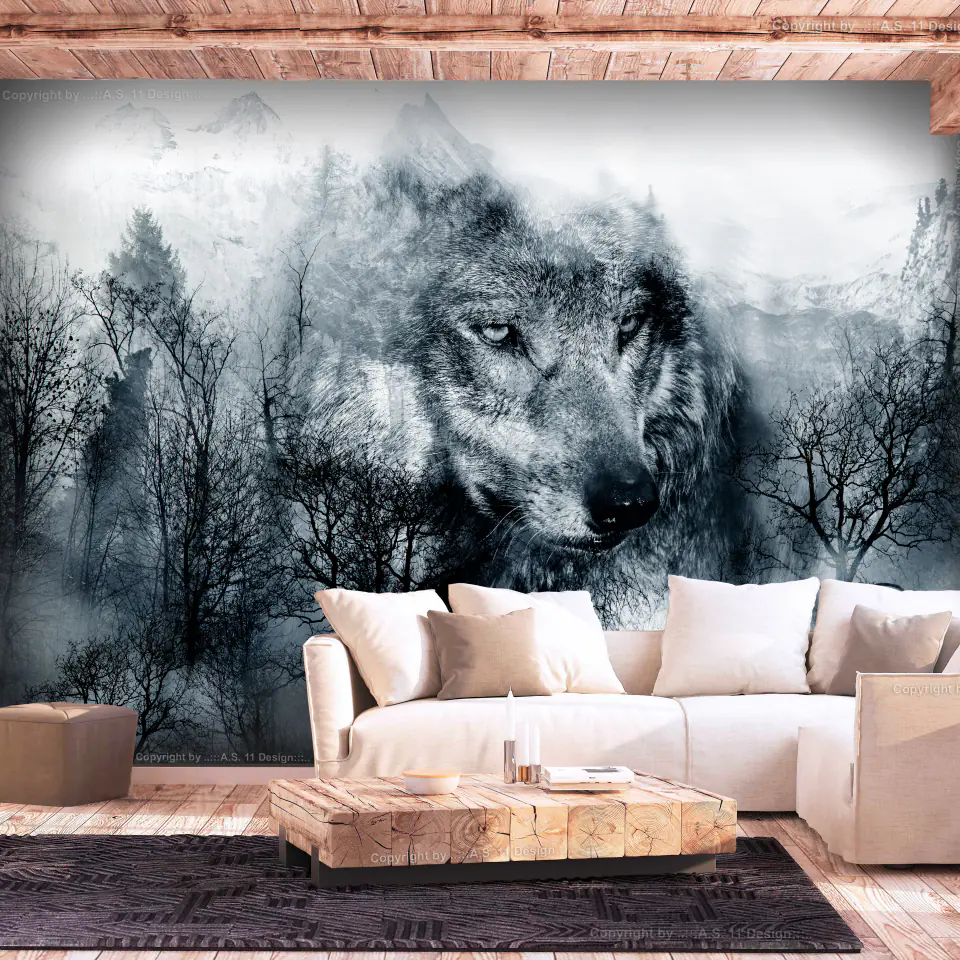 ⁨Wall mural - Predator from the mountains (black and white) (size 100x70)⁩ at Wasserman.eu