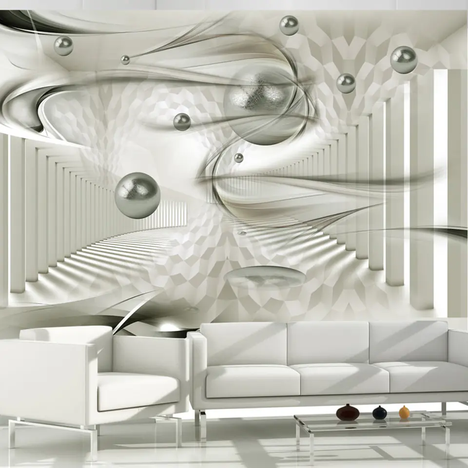 ⁨Wall mural - Silver balls (size 250x175)⁩ at Wasserman.eu