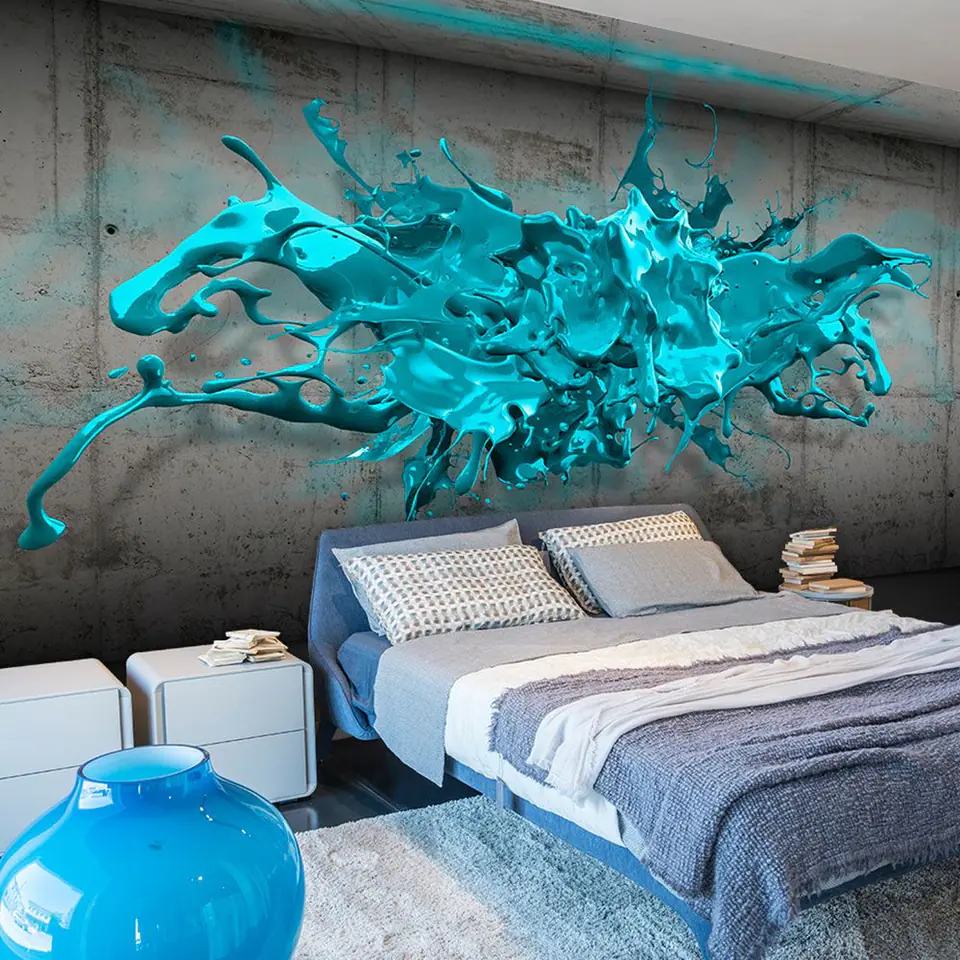 ⁨Wall mural - Blue Kleks (size 200x140)⁩ at Wasserman.eu