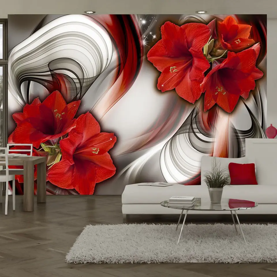 ⁨Wall mural - Amaryllis - Ballad of Red (size 300x210)⁩ at Wasserman.eu