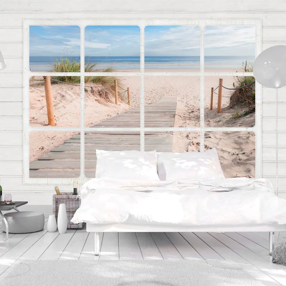 ⁨Wall mural - Window & beach (size 100x70)⁩ at Wasserman.eu