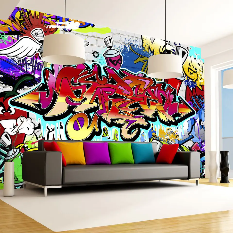 ⁨Fototapeta - Street art: czerwony motyw (rozmiar 245x175, wykończenie Samoprzylepna)⁩ w sklepie Wasserman.eu