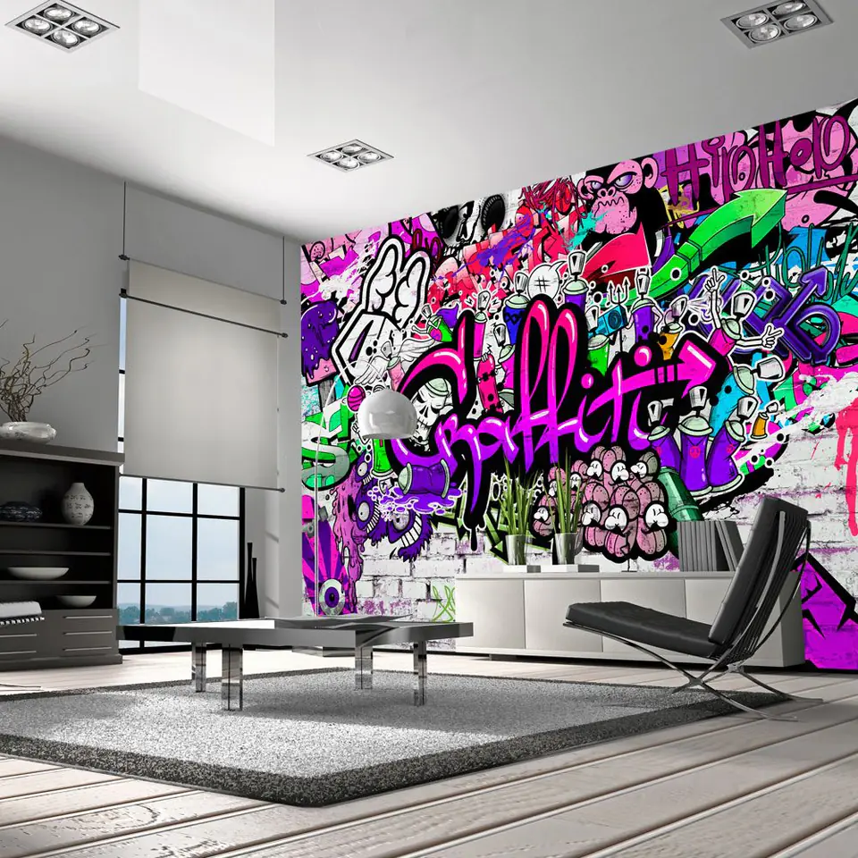 ⁨Fototapeta - Foletowe graffiti (rozmiar 100x70, wykończenie Premium)⁩ w sklepie Wasserman.eu