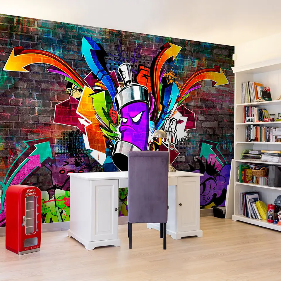 ⁨Fototapeta - Graffiti: Kolorowy atak (rozmiar 350x245, wykończenie Standard)⁩ w sklepie Wasserman.eu