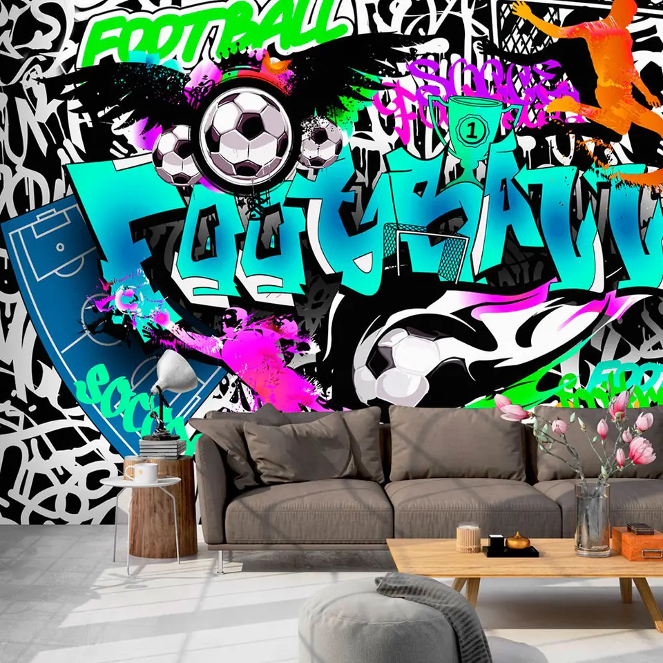 ⁨Fototapeta - Sportowe graffiti (rozmiar 300x210, wykończenie Standard)⁩ w sklepie Wasserman.eu