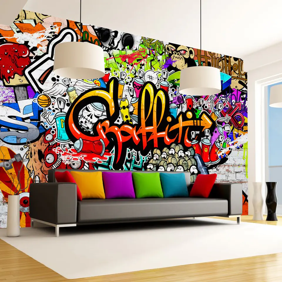 ⁨Fototapeta - Kolorowe graffiti (rozmiar 200x140, wykończenie Standard)⁩ w sklepie Wasserman.eu