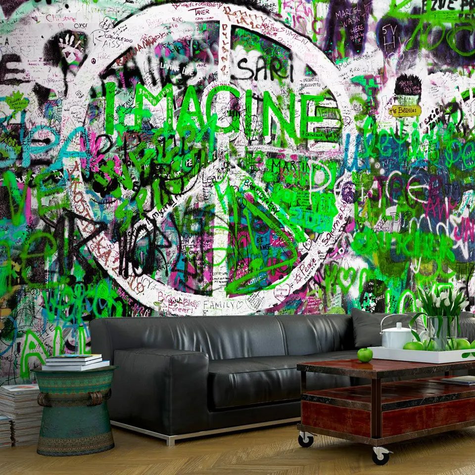 ⁨Fototapeta - Zielone graffiti (rozmiar 343x245, wykończenie Samoprzylepna)⁩ w sklepie Wasserman.eu