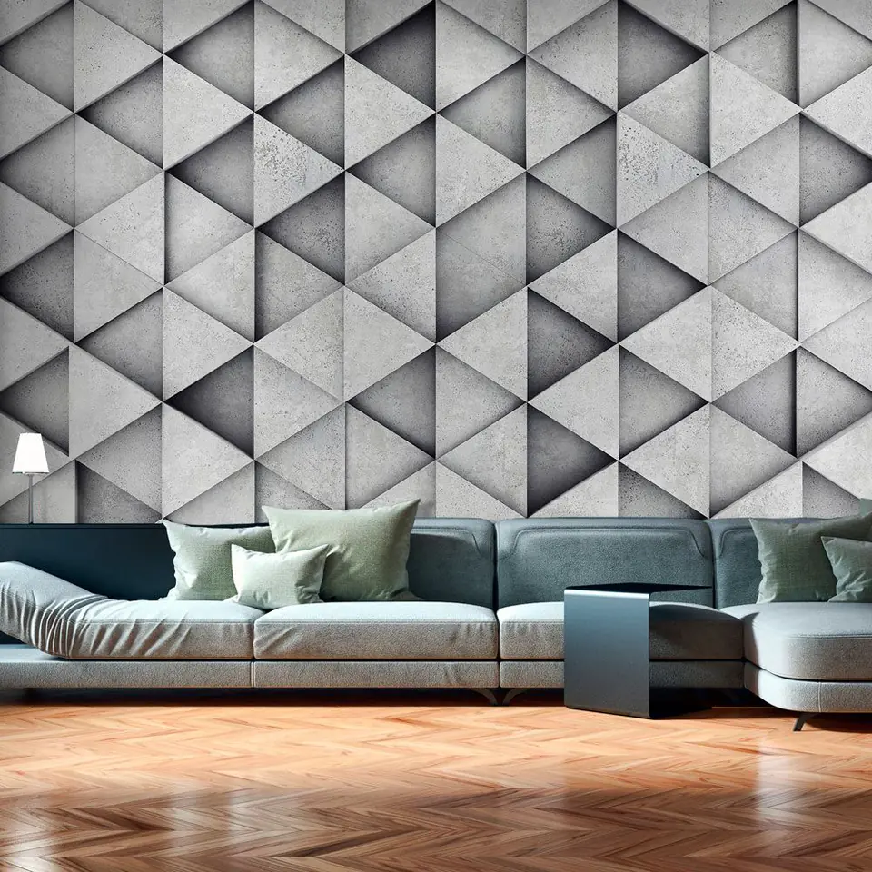 ⁨Wall mural - Gray triangles (size 100x70)⁩ at Wasserman.eu