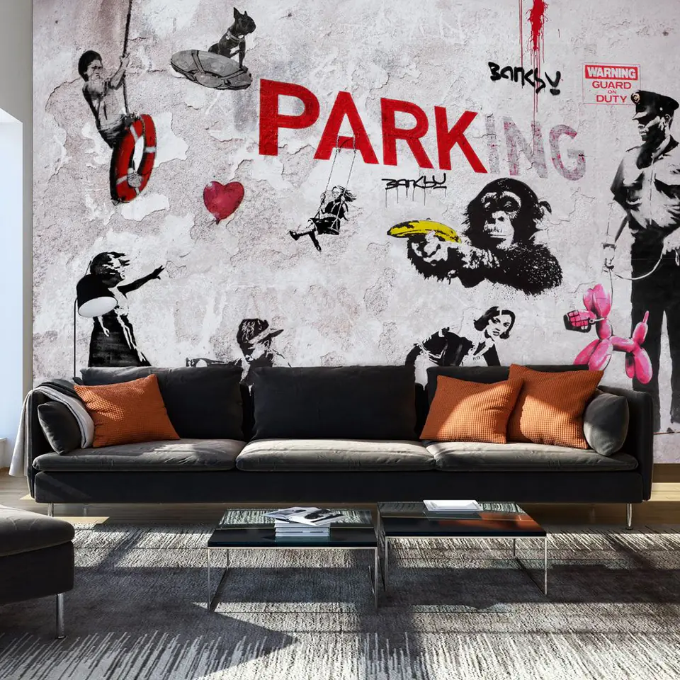 ⁨Wall mural - Variety of graffiti (Banksy) (size 100x70)⁩ at Wasserman.eu