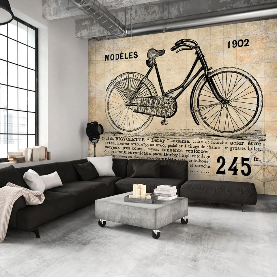 ⁨Wall mural - Old-fashioned bike (size 300x210)⁩ at Wasserman.eu