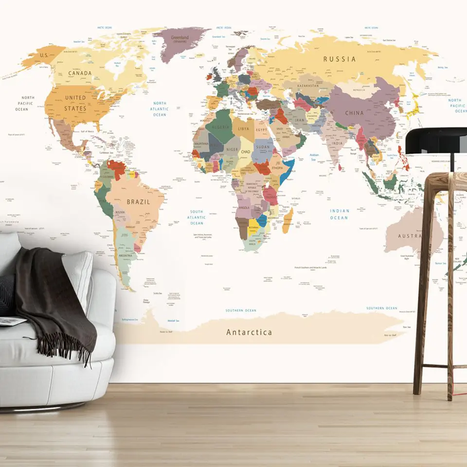 ⁨Wall mural - World map (size 300x210)⁩ at Wasserman.eu
