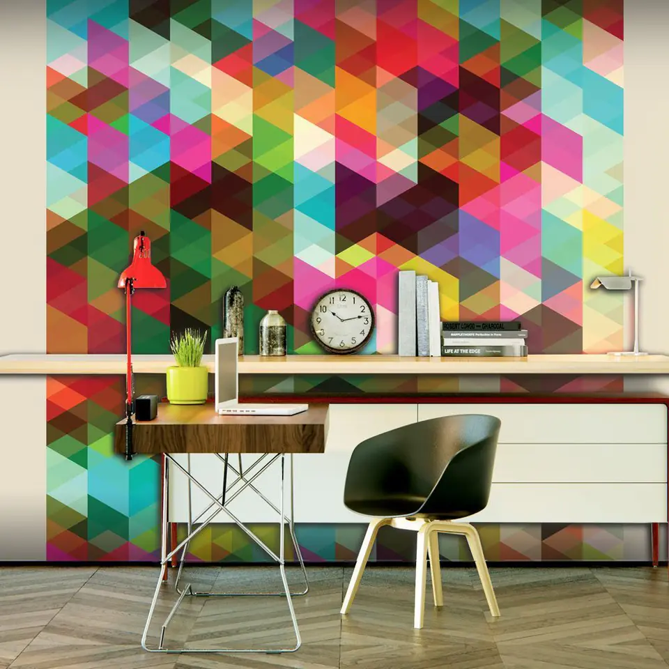 ⁨Fototapeta - Kolorowa geometria (rozmiar 200x154, wykończenie Standard)⁩ w sklepie Wasserman.eu