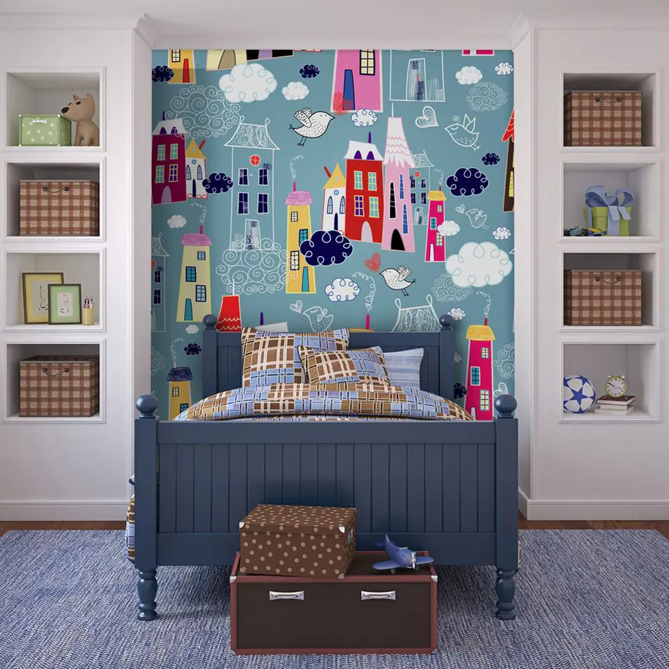 ⁨Wall mural - City among clouds (size 200x154)⁩ at Wasserman.eu