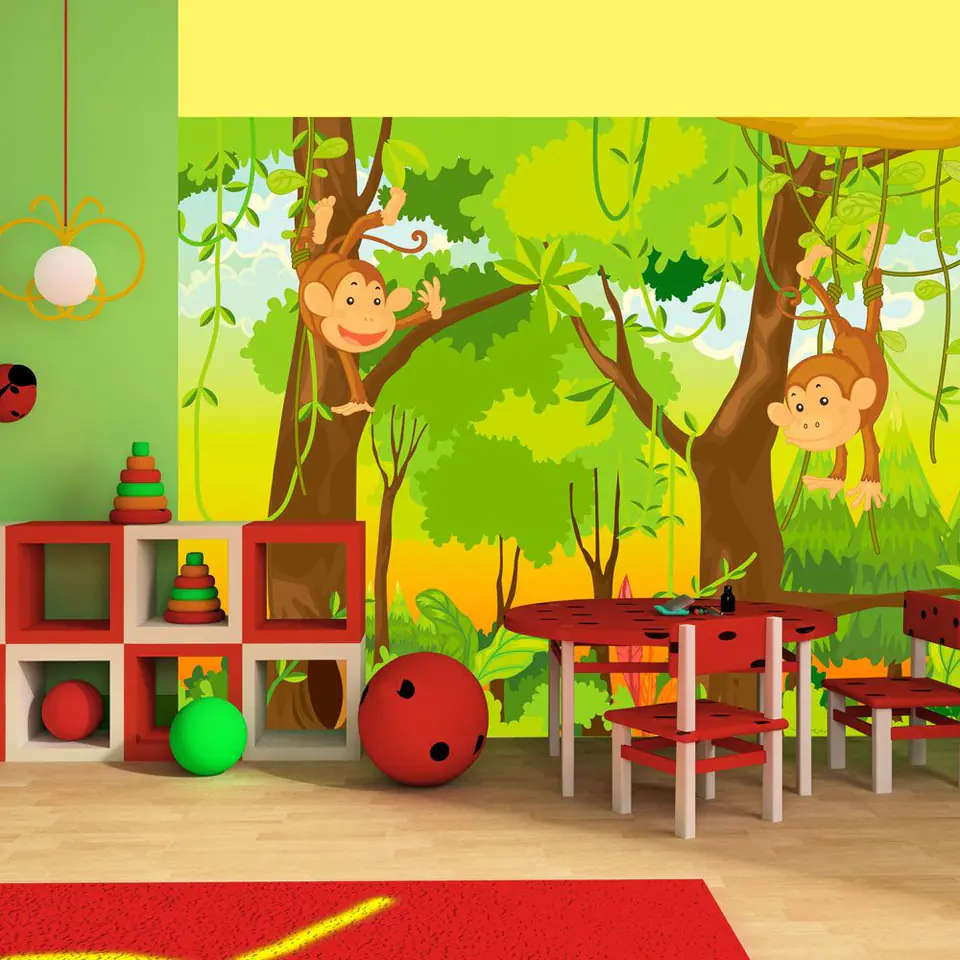 ⁨Wall mural - jungle - monkeys (size 200x154)⁩ at Wasserman.eu