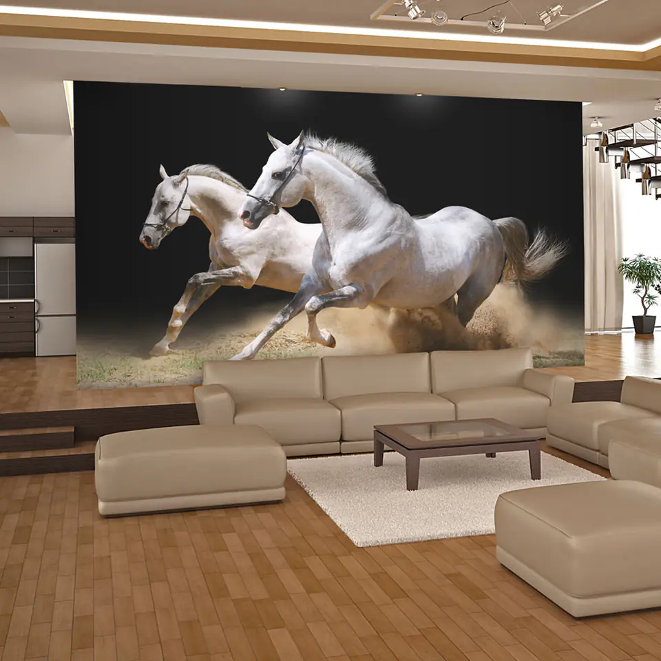 ⁨Wall mural - Gallop on the sand (size 200x154)⁩ at Wasserman.eu
