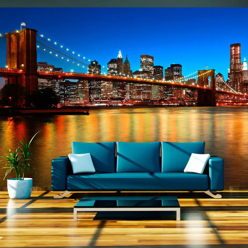 ⁨Wall mural - Twilight over the Brooklyn Bridge (size 200x154)⁩ at Wasserman.eu
