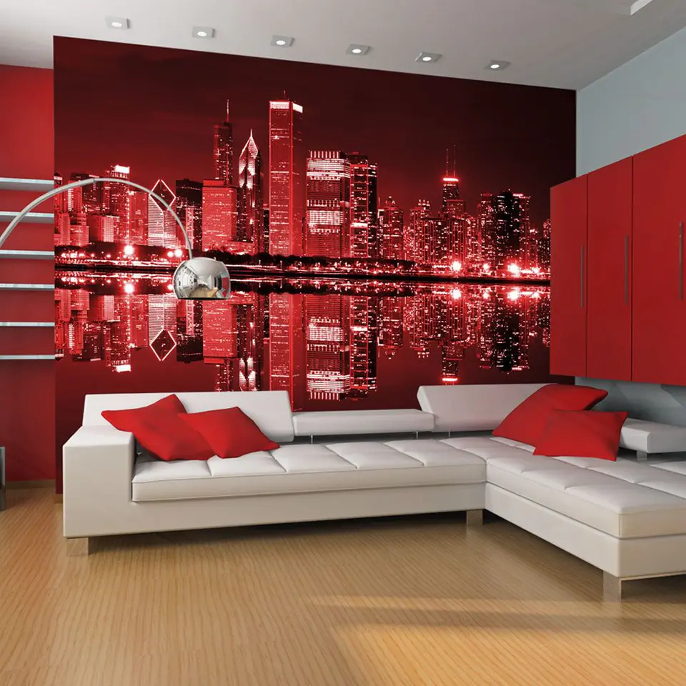 ⁨Wall mural - Chicago in wine color (size 200x154)⁩ at Wasserman.eu