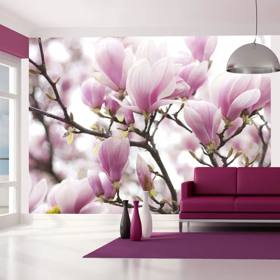 ⁨Fototapeta - Gałązka kwitnącej magnolii (rozmiar 350x270, wykończenie Standard)⁩ w sklepie Wasserman.eu