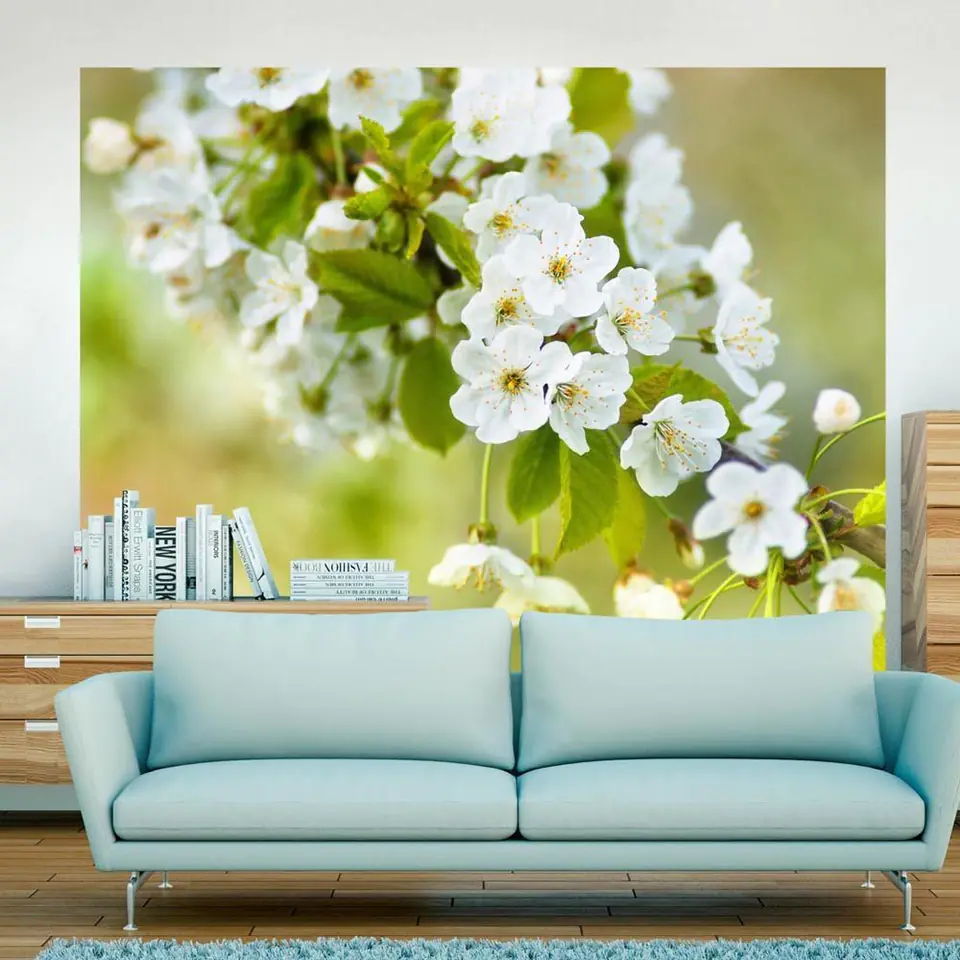 ⁨Wall mural - Delicate cherry blossoms (size 200x154)⁩ at Wasserman.eu
