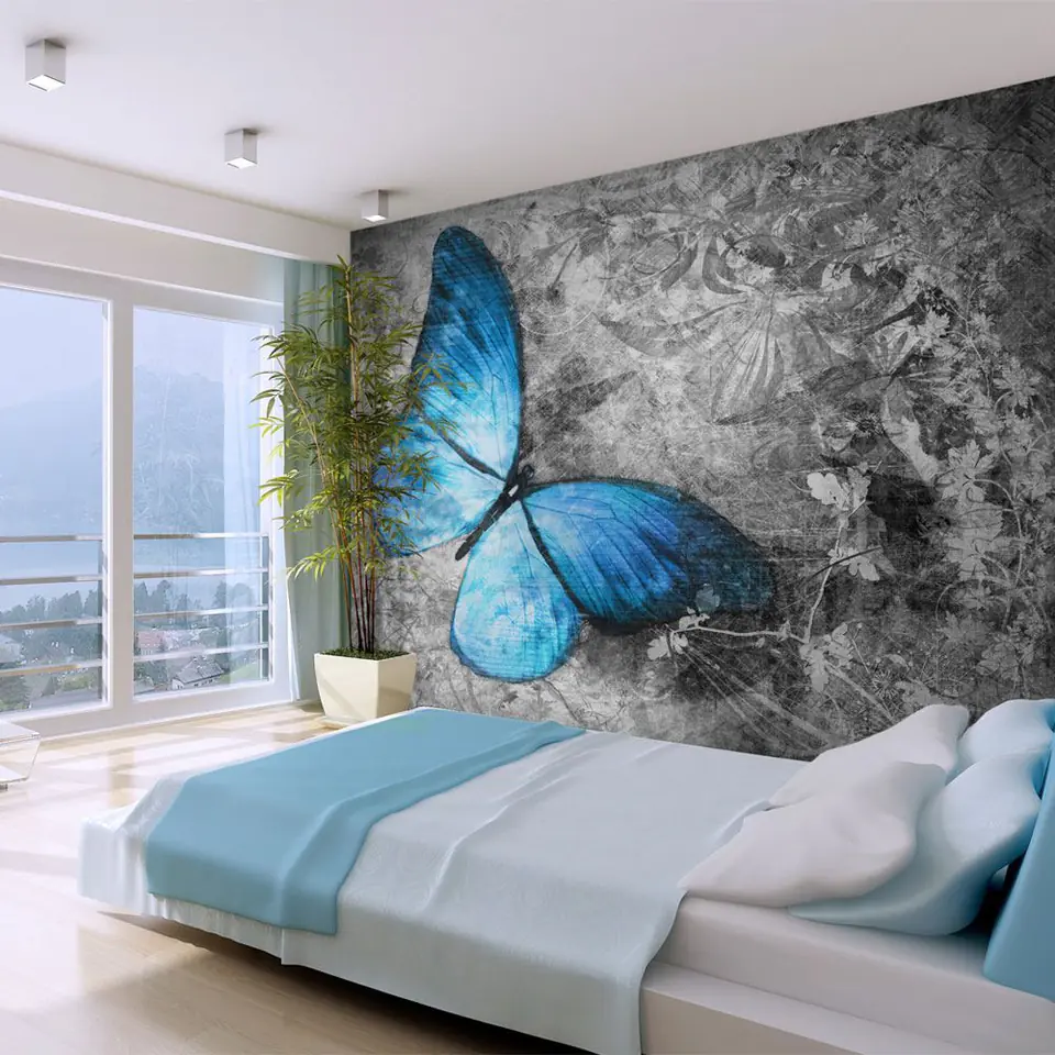 ⁨Wall mural - Blue butterfly (size 200x154)⁩ at Wasserman.eu