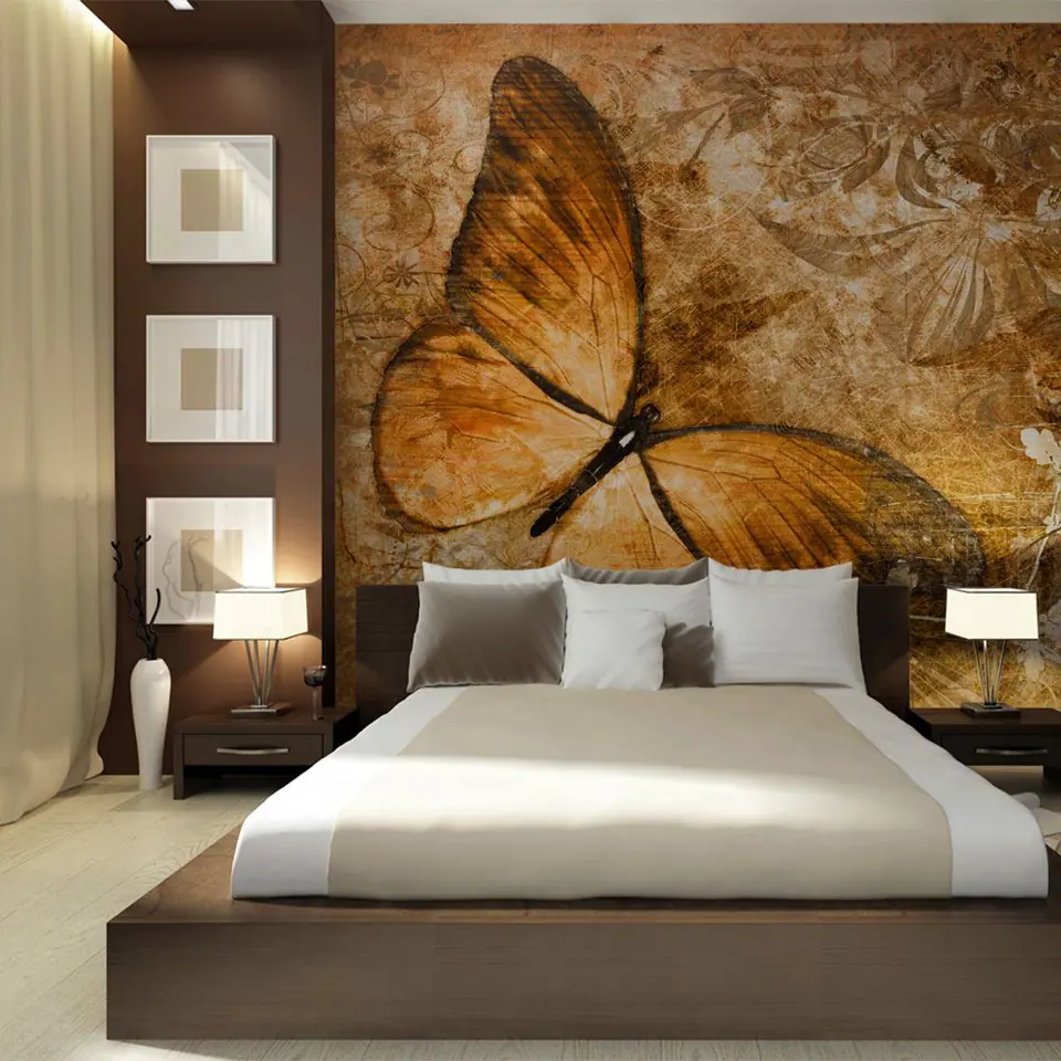 ⁨Wall mural - butterfly (sepia) (size 200x154)⁩ at Wasserman.eu