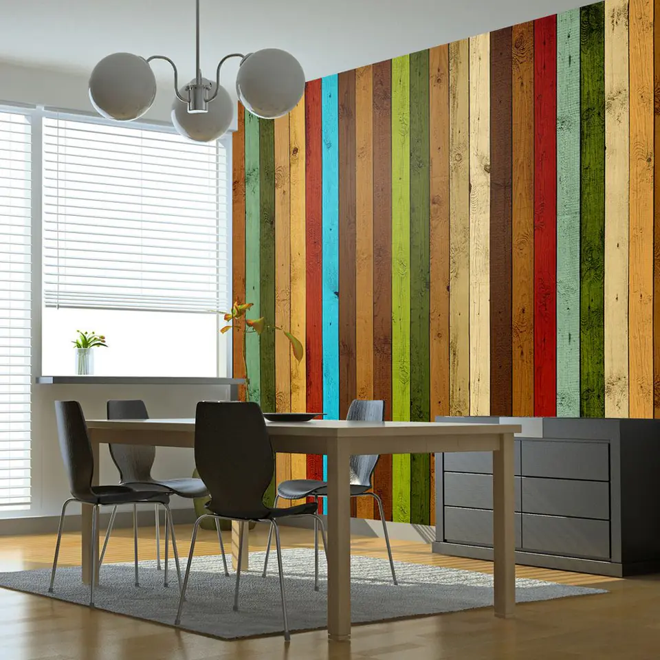 ⁨Fototapeta - Wooden rainbow (rozmiar 400x309, wykończenie Standard)⁩ w sklepie Wasserman.eu