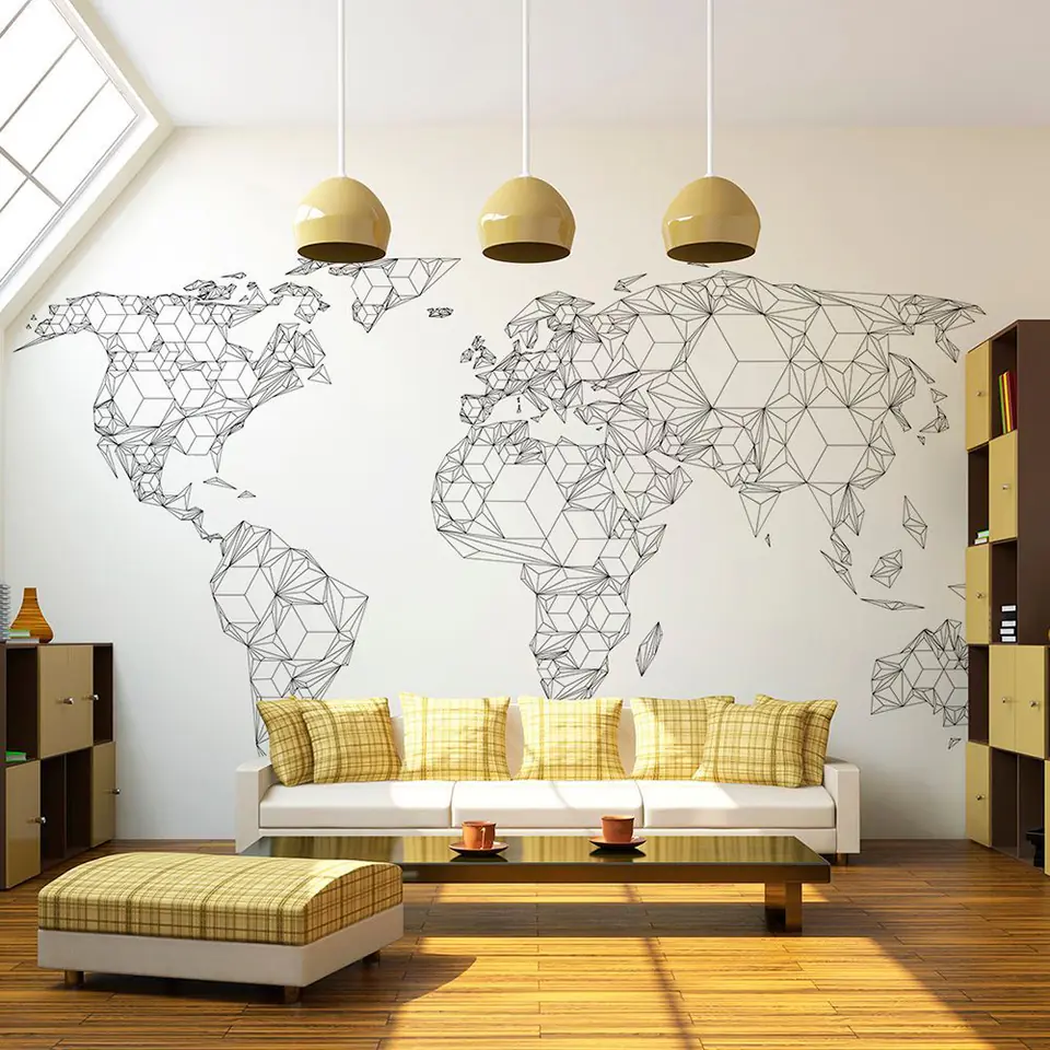 ⁨Fototapeta - Map of the World - white solids (rozmiar 250x193, wykończenie Standard)⁩ w sklepie Wasserman.eu