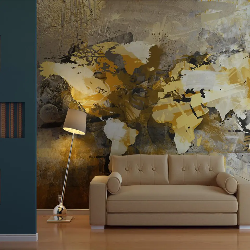 ⁨Wall mural - Artistic world map (size 250x193)⁩ at Wasserman.eu