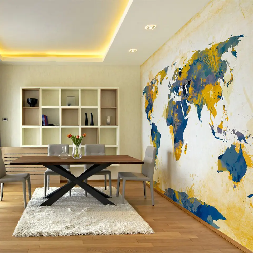 ⁨Wall mural - Map of the World - Sun and sky (size 200x154)⁩ at Wasserman.eu