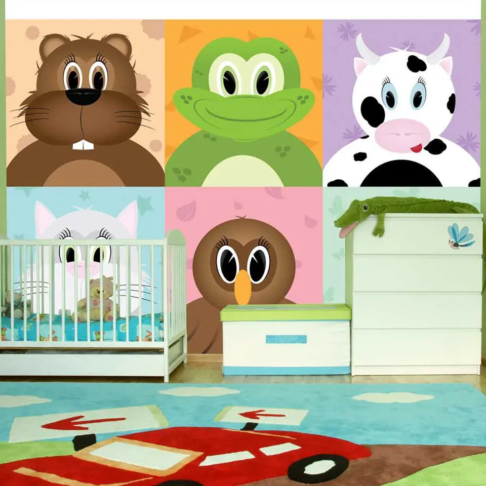 ⁨Wall mural - Cheerful animals (size 150x105)⁩ at Wasserman.eu