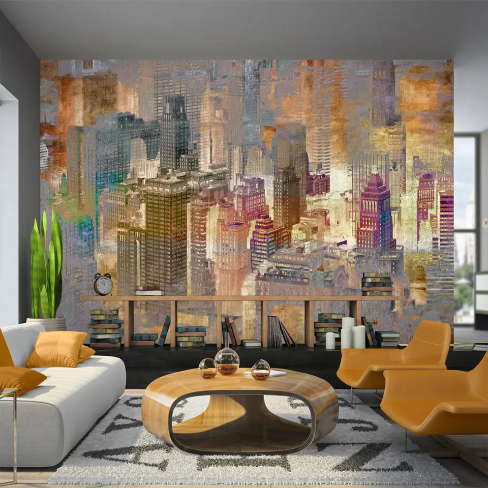 ⁨Wall mural - City in fog (size 400x280)⁩ at Wasserman.eu