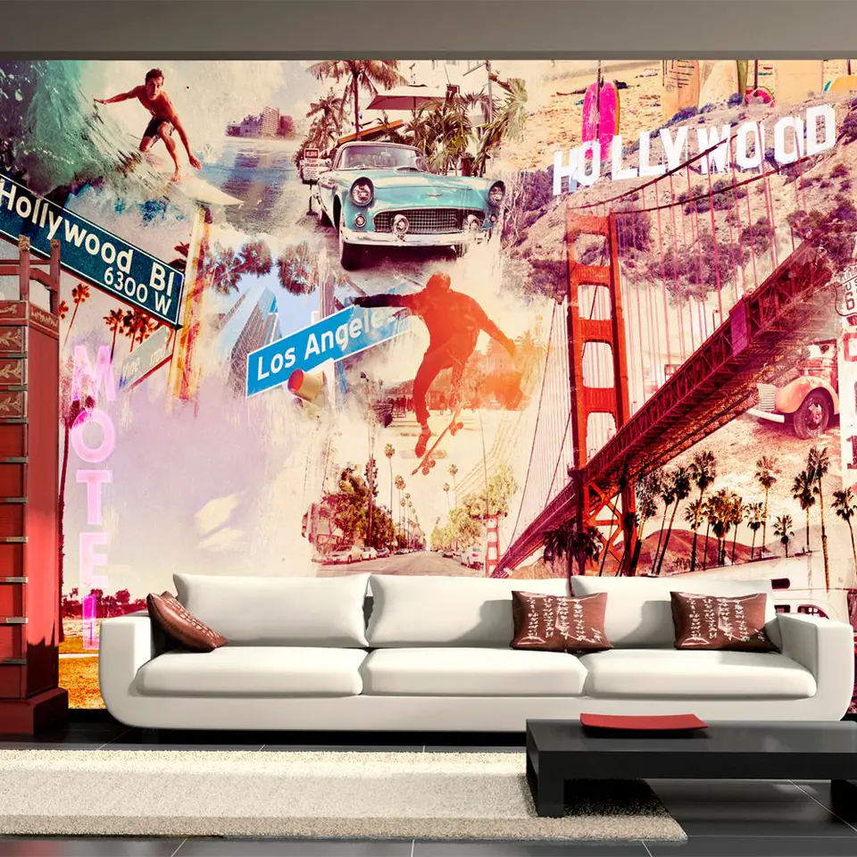 Wall mural - Hollywood, Miami, Los Angeles... (size 350x245) at Wasserman.eu