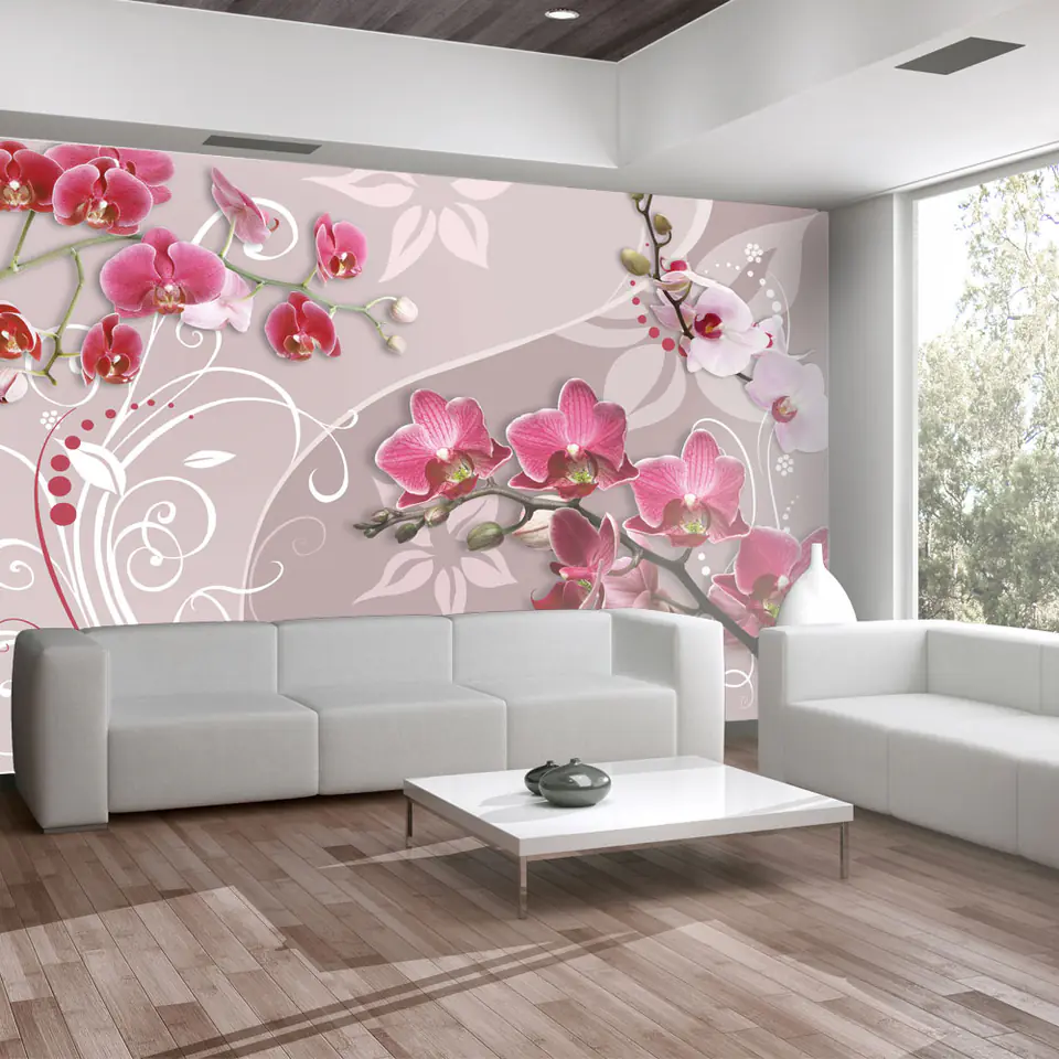 ⁨Fototapeta - Lot różowych orchidei (rozmiar 150x105, wykończenie Standard)⁩ w sklepie Wasserman.eu