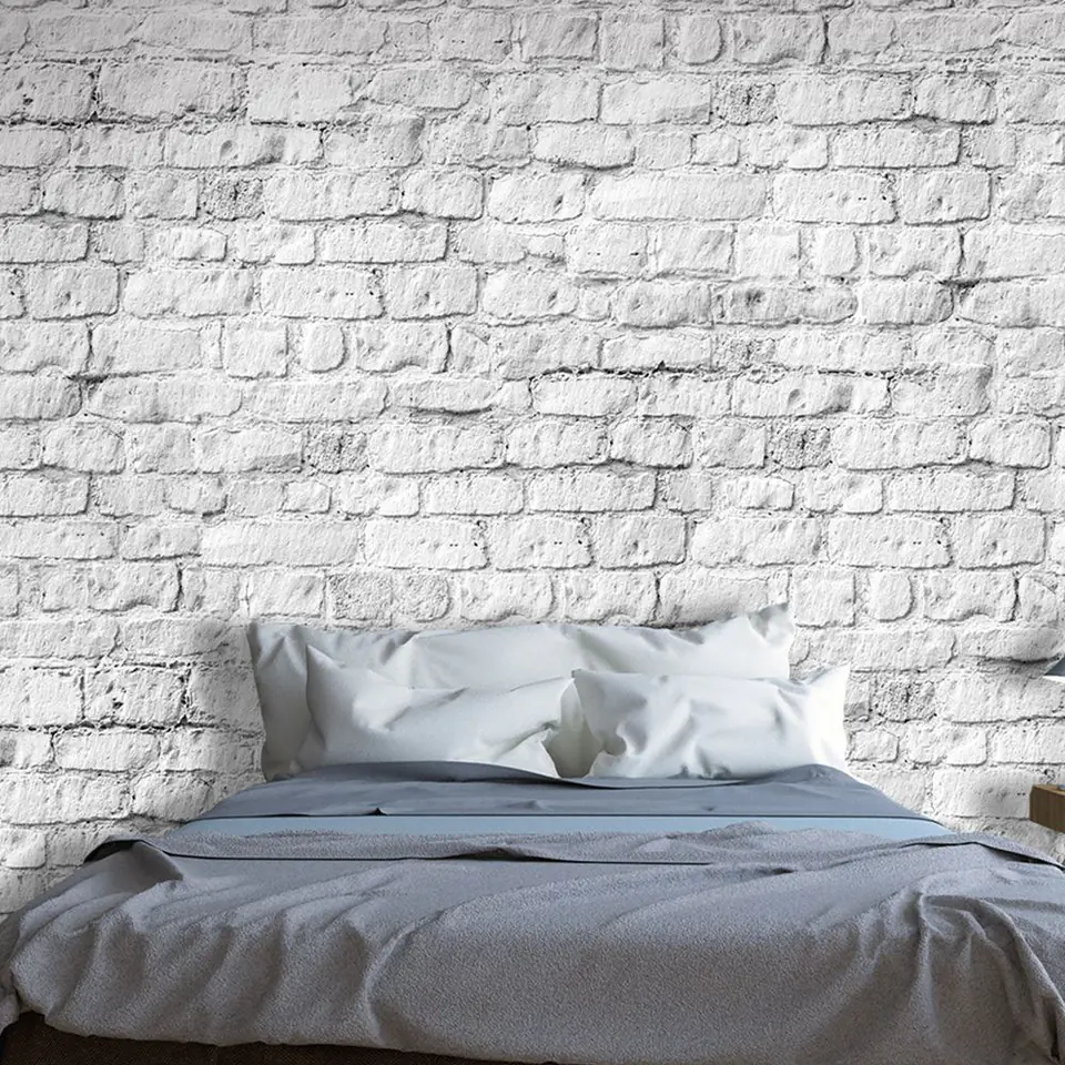 ⁨Wall mural - White bricks (size 100x70)⁩ at Wasserman.eu