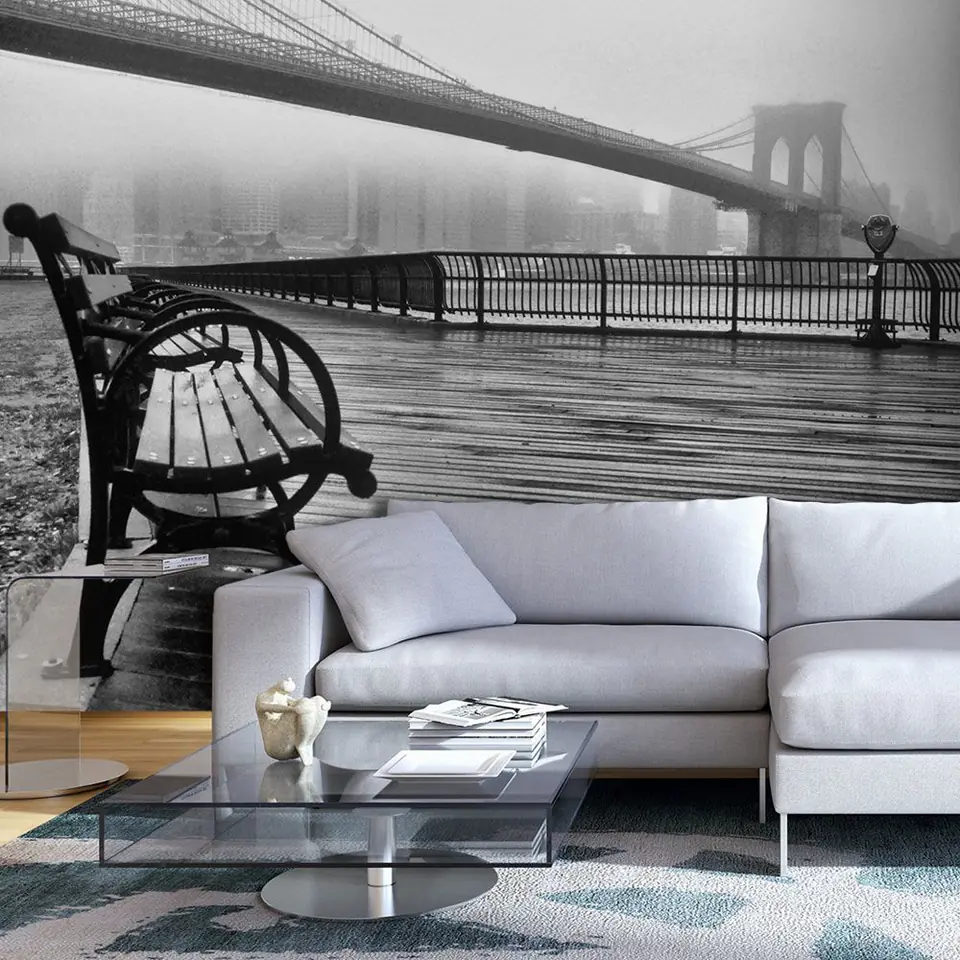 Wall mural - A Foggy Day on the Brooklyn Bridge (size 350x245) at Wasserman.eu
