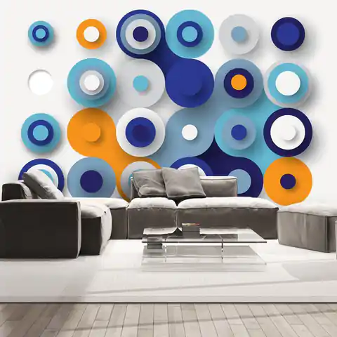 ⁨Wall mural - Geometry of the blue circle (size 350x245)⁩ at Wasserman.eu