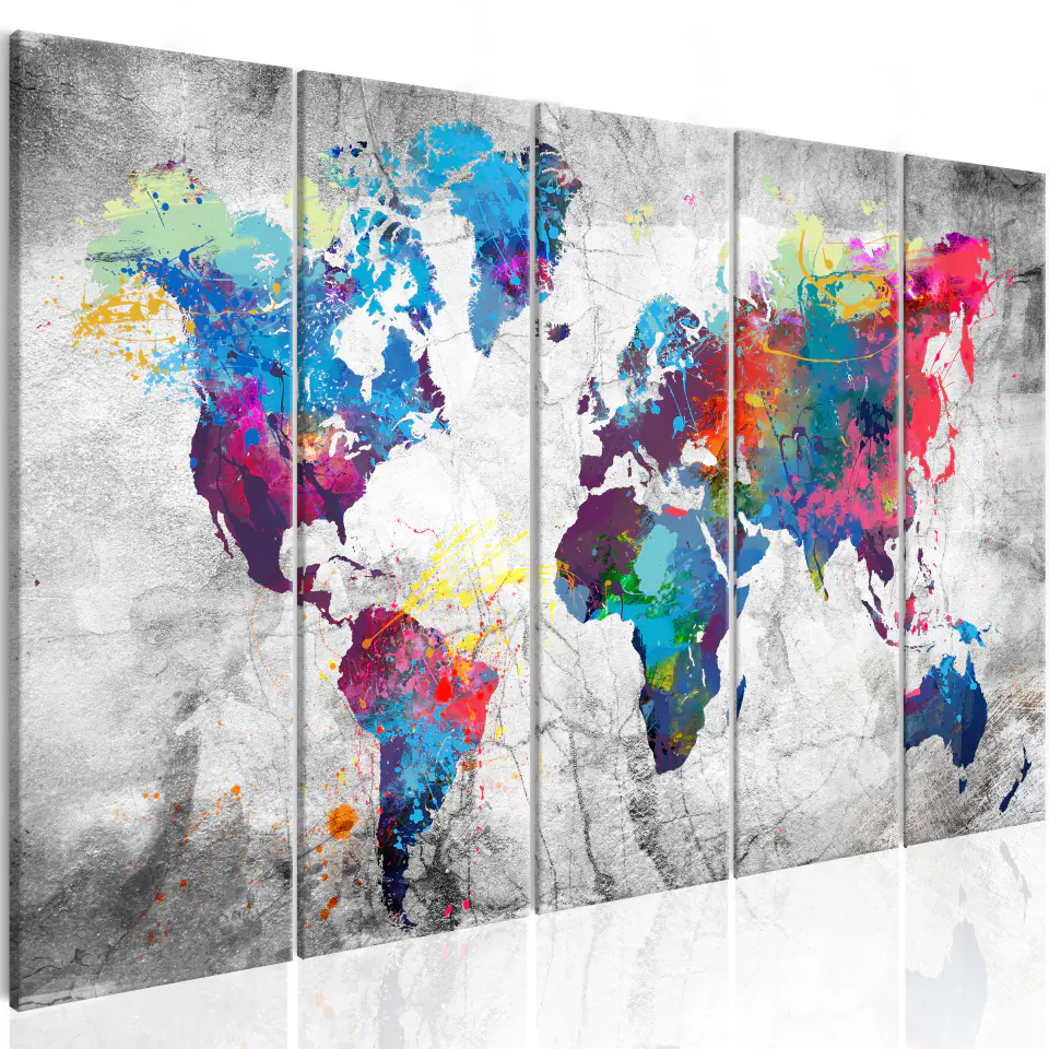 ⁨Painting - World map: spilled paint (size 200x80)⁩ at Wasserman.eu